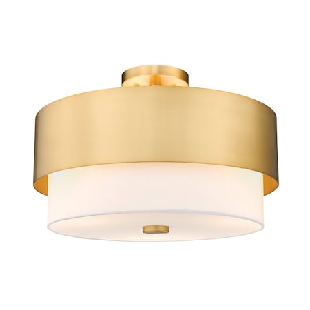 Z-Lite Counterpoint Semi Flush Mount, 3-Light, 18 In.W x 12.25 In.H, Modern Gold/White 495SF18-MGLD